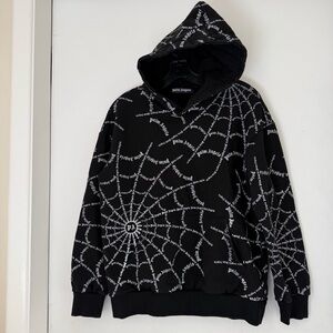 Palm Angels Spider Web Hoodie size Small black white